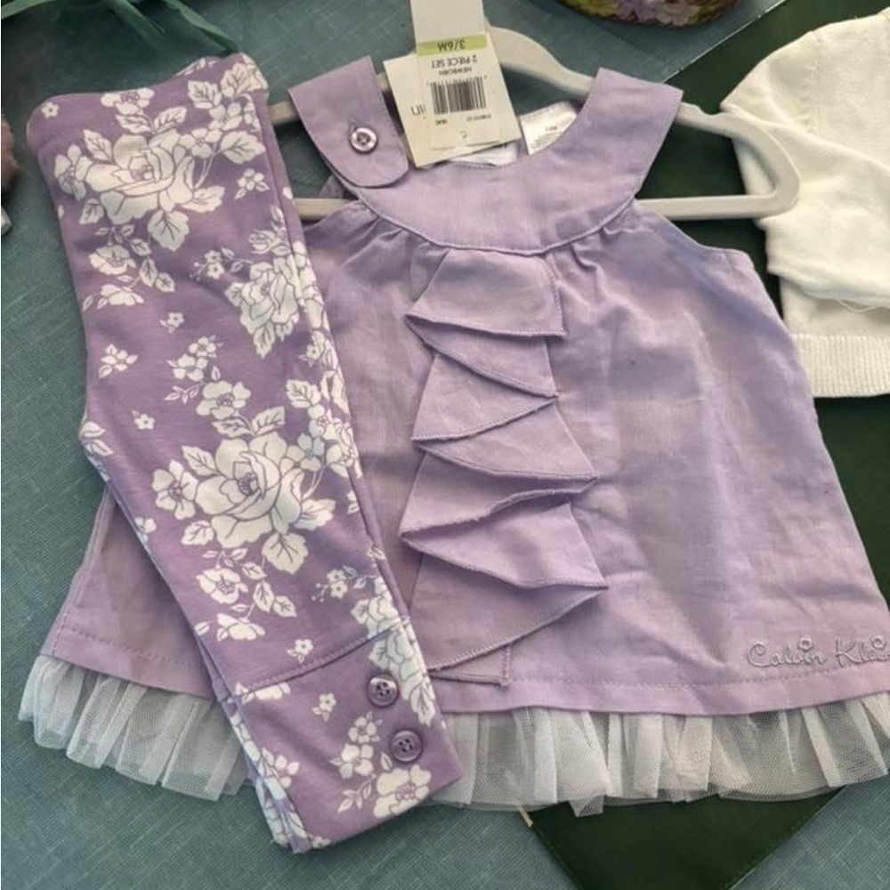 Calvin Klein Lavender Top with White Tulle